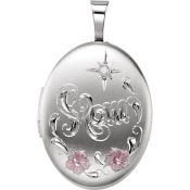 Oval Mom Locket  Sterling Silver w/Diamond