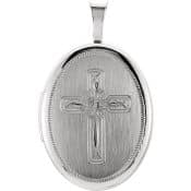 Oval Cross Christian Locket Sterling Silver