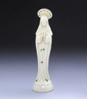 8 1/2" PORCELAIN MADONNA WITH S HAMROCKS AND GOLD TRIM