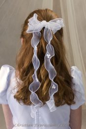 Irish Shamrock Bow First Communion Headpiece