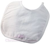 Boys Polycotton Large Christening Bib with Cross