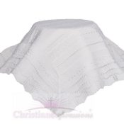 White Knit Baby Christening Shawl