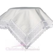 Girls Cotton Batiste Christening Blanket with Cluny Trim
