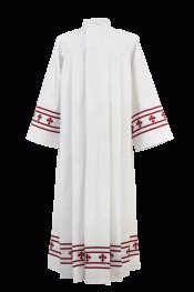 Clergy Alb with Red Embroidery for Men and Women