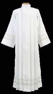 Clergy Alb with White Embroidery for Men and Women