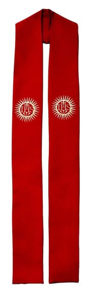 Cross and Flames IHS Clergy Stole or Deacon Stole