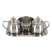 Church Cruet Set with Tray & Bowl - Stainless Steel
