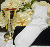 First Communion Anklets with Lace Trim