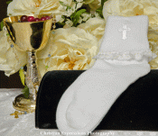 First Communion Anklets with Embroidered Cross