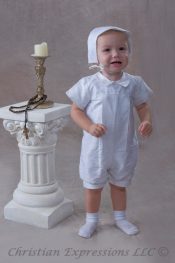 Boys Silk Christening Romper