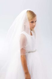 First Communion Veil Floral Crystals