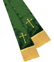 Empress Satin Pulpit Clergy Stole Forest Cross