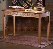 Communion Table This Do In Remembrance of Me Pecan