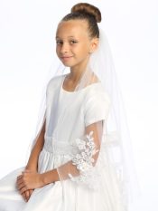 First Communion  30" Veil with Lace Appliques on Comb