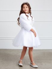 Faux Fur White Communion Bolero Jacket