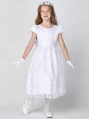 First Communion Dress embroidered tulle skirt with sequins