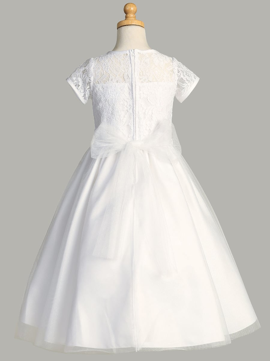 First Communion Dress Lace bodice and tulle skirt Back
