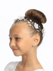 FIrst Communion Floral headpiece with rhinestones and pearl accents