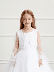 First Communion Organza Lace Long Sleeve Bolero Jacket