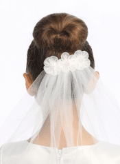 First Communion Veil on comb with Organza Flowers