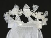 Girls First Communion Veil and Headpiece with Flowers