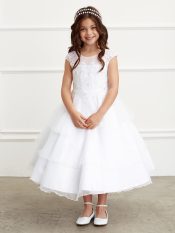 Ruffle First Communion Dress with Lace Bodice
