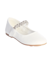 Girls White First Communion Shoes with Pearl Embellishment