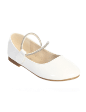 Girls White First Communion Shoes with Pearl Embellishment