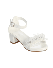 Girls White First Communion Shoes with Pearl Embellishment