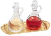 Glass Cruets and Tray for Church Wine and Water
