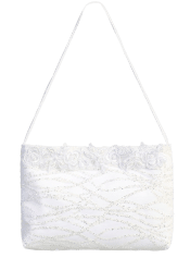 Satin communion purse with corded lace & bow