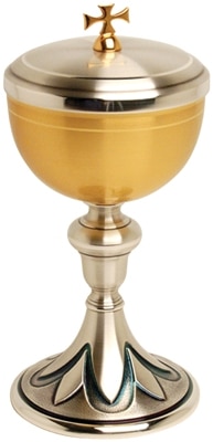 Gold and Silver Two Tone Communion Ciborium 200 Host Cap