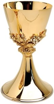 Gold Plated Grapes Motif Communion Chalice 10 Oz