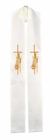 Gold Cross and Wheat Clergy Stole or Deacon Stole