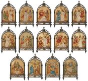 Hand Carved Olive Wood Stations of the Cross Gothic Style