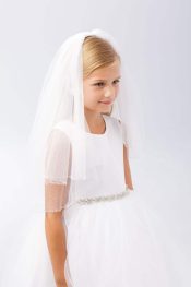 Holy Communion Veil with Beaded Trim