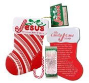 Jesus Scripture Candy Cane Stocking Ornament Tin
