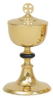 Communion Host Ciborium with Black Node 250 Host Cap