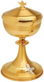 Communion Host Ciborium with Silver Cross 200 Host Cap