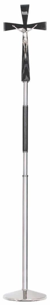Processional Crucifix Stainless Steel Black Cross
