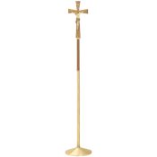 Bronze and Walnut Church Processional Crucifix with Optional Halo