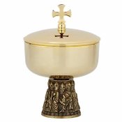 Last Supper Ciborium with Cross Cover Brass