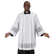 Latin Cross and IHS Lace Clergy Surplice