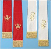 Jacquard Red/White Reversible Stole