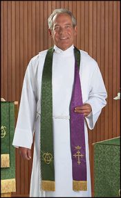 Jacquard Purple/Green Reversible Clergy Overlay Stole