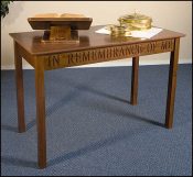 Communion Table This Do In Remembrance of Me Maple