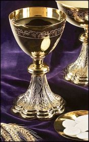 grapes and wheat engraved chalice and paten