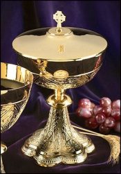 Embossed Vines Ciborium with Irish Celtic Cross Cover