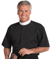 Men's Short Sleeve Black Clergy Shirt