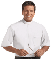 Mens Short Sleeve White Clergy Shirt